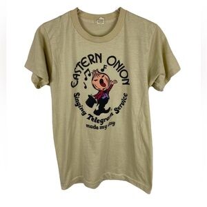 Vintage 80s Made in USA Singing Onion Novelty Single Stitch Fitted Tshirt